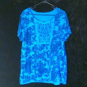 Laura Scott blouse Natural fiber with lace